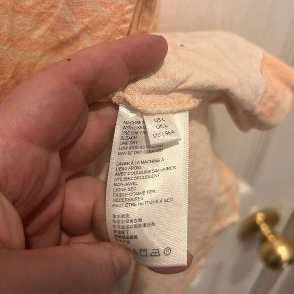 Urban Outfitters Womens Strapless Dress Large Pink Linen Viscose Thigh Slit - Picture 7 of 9